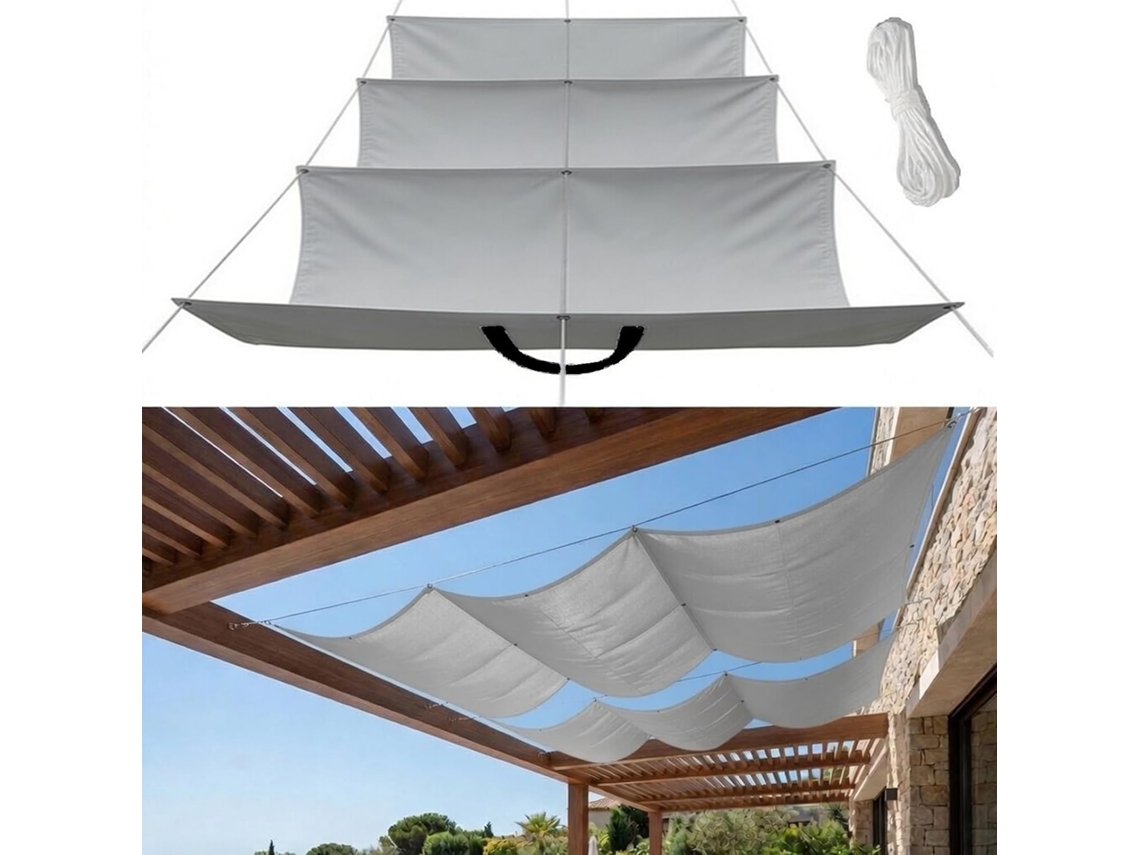 Toldo De Sombra (60 X 320 Cm) Retráctil Ondulado Resistente Pes , Impermeable