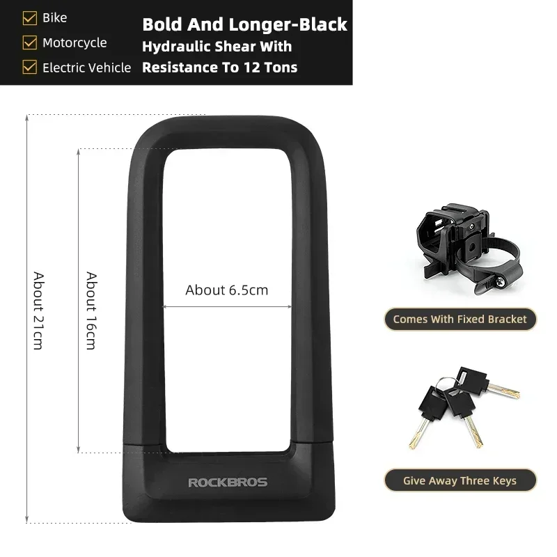 (negro) Candado Para Bicicleta, Candado En U De Silicona, Resistente Al Corte Hidráulico, Candado Antirrobo