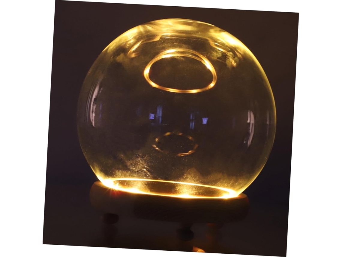 Tapa De Cristal Esférica, Base De Madera, Pantalla Decorativa, Centro De Mesa
