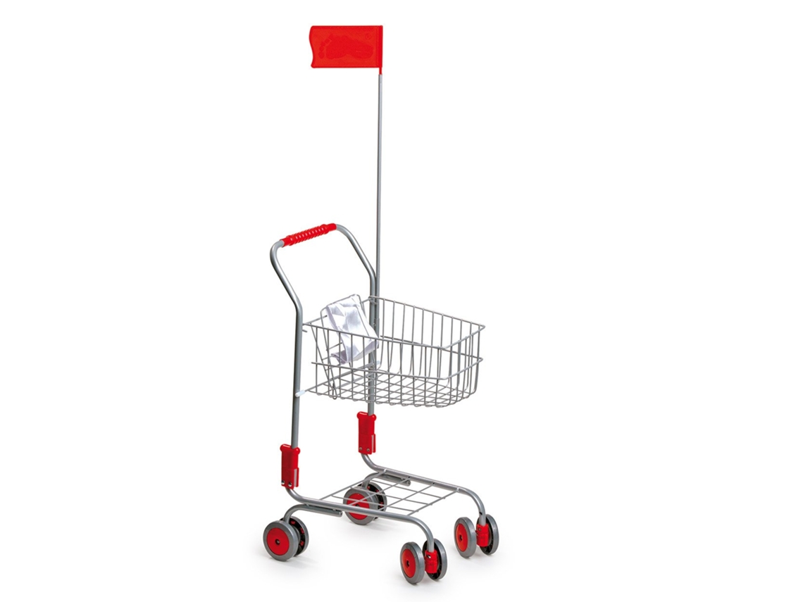 Carrito de compras Small Foot con asiento para muñecas, carrito de compras de juguete gris