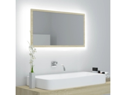 Espejo de Pared para Baño Led 80 x 8,5 x 37 cm Madera Contrachapada de Roble Sonoma
