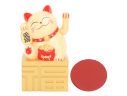 2026-estatua De Gato De La Suerte Con Brazo Moviéndose Energía Solar Decoración De Escritorio Feng Shui Chino 4in Amarilla