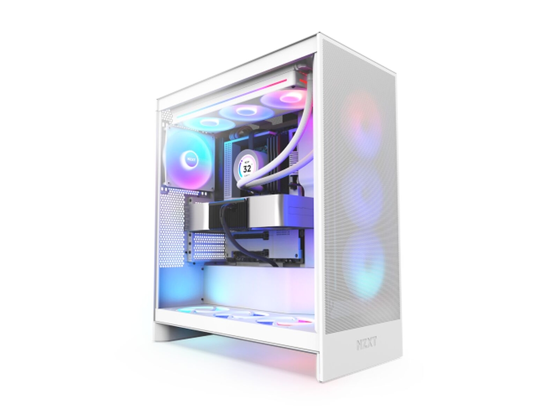 Caja Semitorre ATX NZXT H7 Flow RGB Midi (Blanco - Midi-Tower)