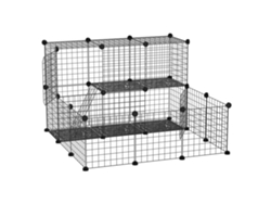Gaiola Modular 24 Painéis Porquinhos Coelhos Chinchilas Preta 105x105x70
