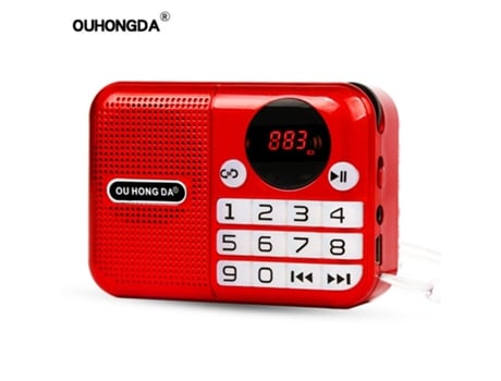 Radio Kk-191 mini altavoz de reproductor de música mp3 grabadora portátil batería recargable incorporada rojo