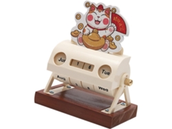 Calendario Perpetuo Giratorio Manual De Madera, Gato Maneki Neko, Calendario De Escritorio Decorativo Compacto