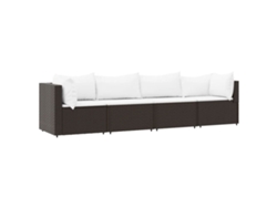 Conjunto 3 Set muebles de jardín VIDAXL y cojines ratán sintético marrón