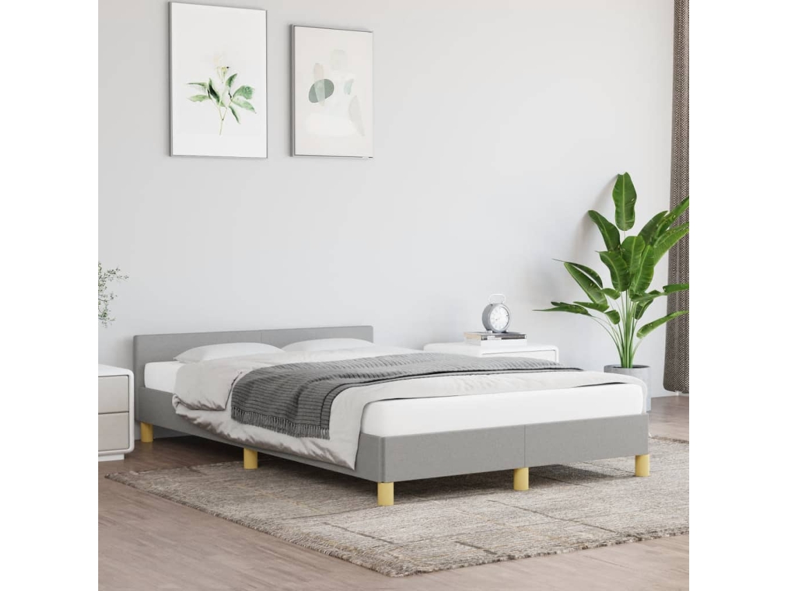 Estructura De Cama Sin Colchón Tela Gris Claro 120x190 Cm