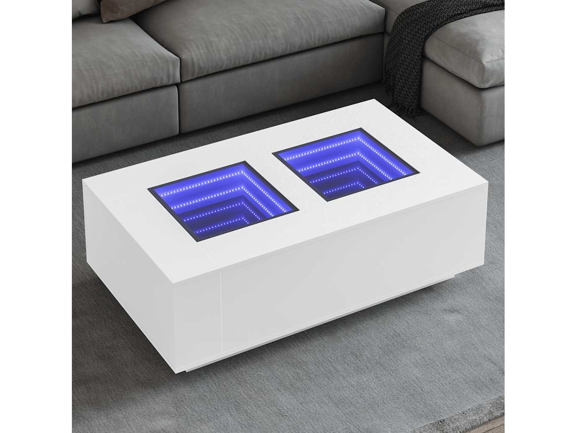Mesa De Centro Con Led Infinity Blanca 116x69x40 Cm