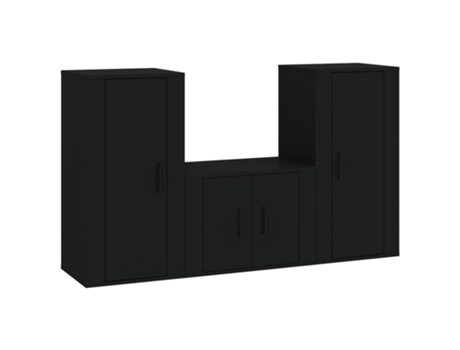 Conjunto 2 de muebles para TV VIDAXL madera contrachapada negro
