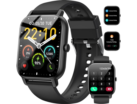 Smartwatch CHRONUS P66D Función de Llamada a Prueba de Agua IP68 Rastreador de Fitness Negro