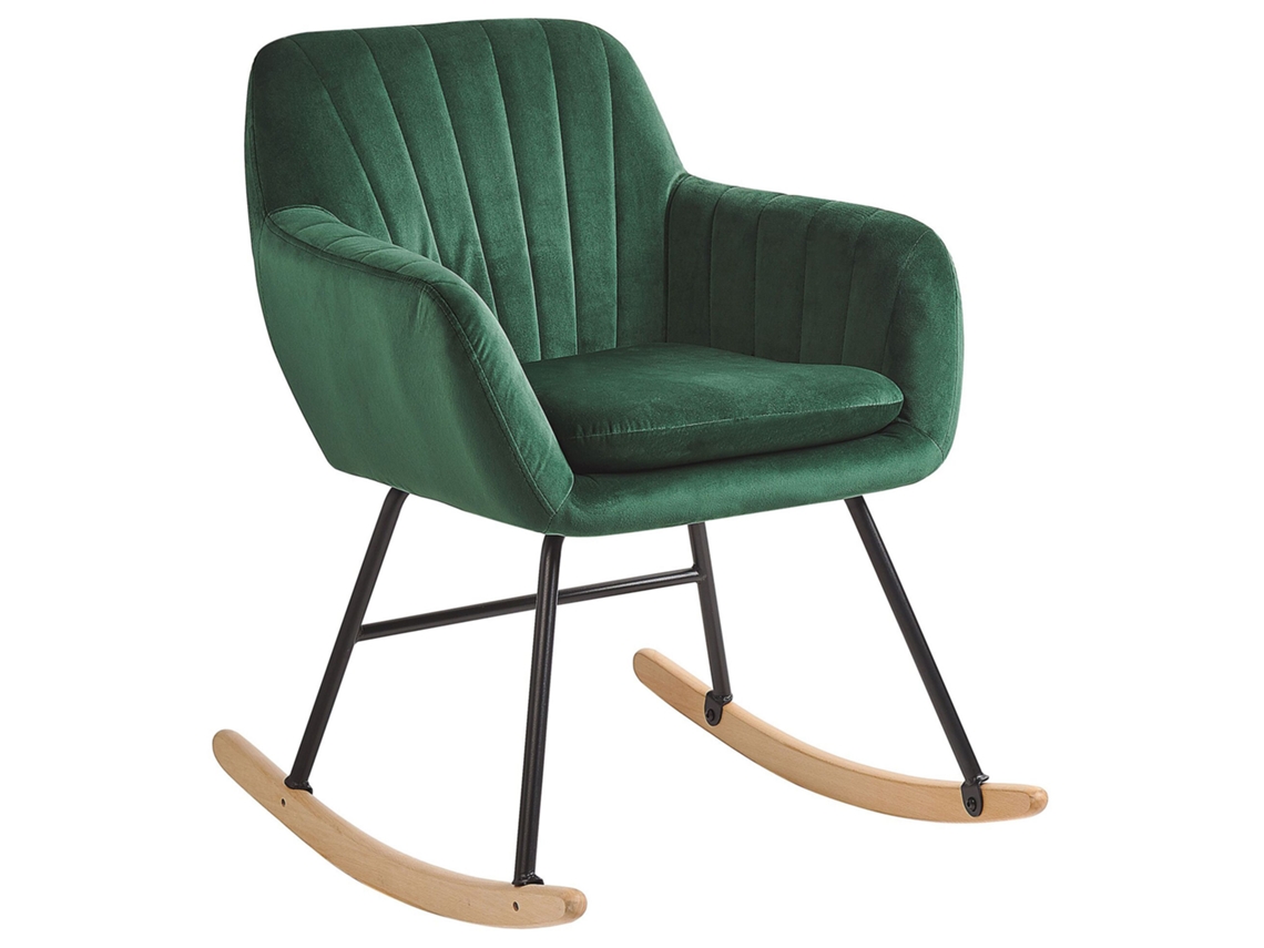 Silla mecedora BELIANI Liarum de Terciopelo Verde 60x74x82