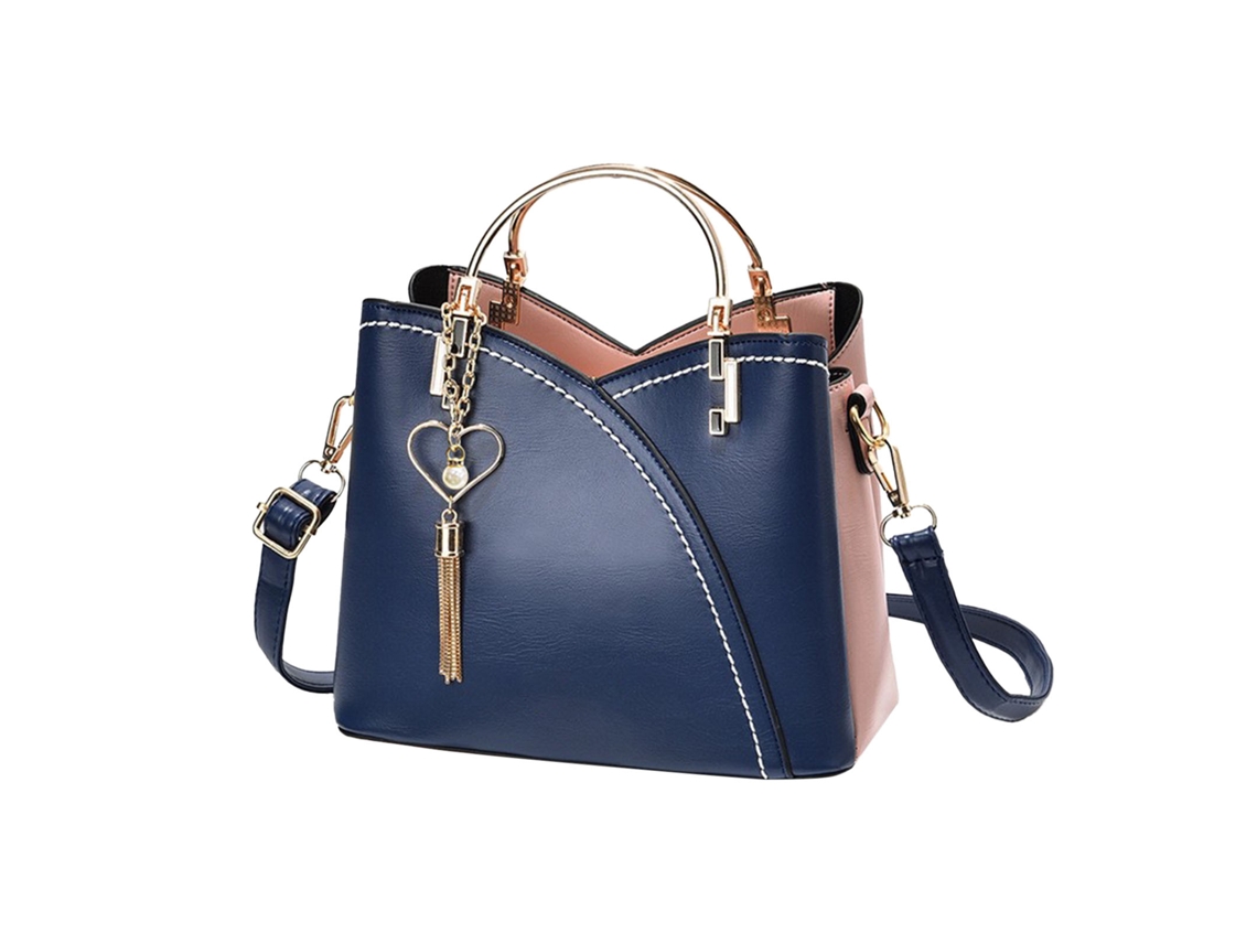 Bolso De Hombro De Moda Para Mujer, De Gran Capacidad, De Pu Con Adorno De Colgante Azul.