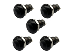Interruptor pulsador de enclavamiento de 12 mm, IP67, resistente al agua, SPST, 2 A, negro, 5 unidades