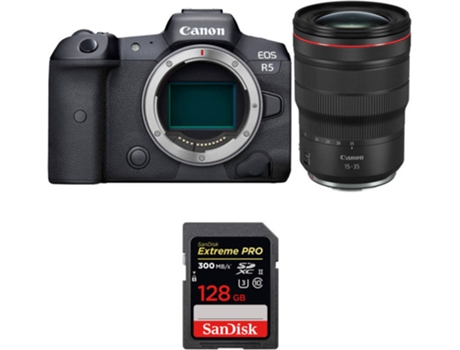 Kit Cámara CANON EOS R5 RF 15-35mm f/2.8L IS USM + SanDisk 128 GB (Full-Frame)