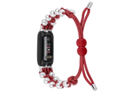 Correa ajustable para reloj inteligente con cuerda trenzada y decoración de perlas para Fitbit Inspire 3 Ly Ebike
