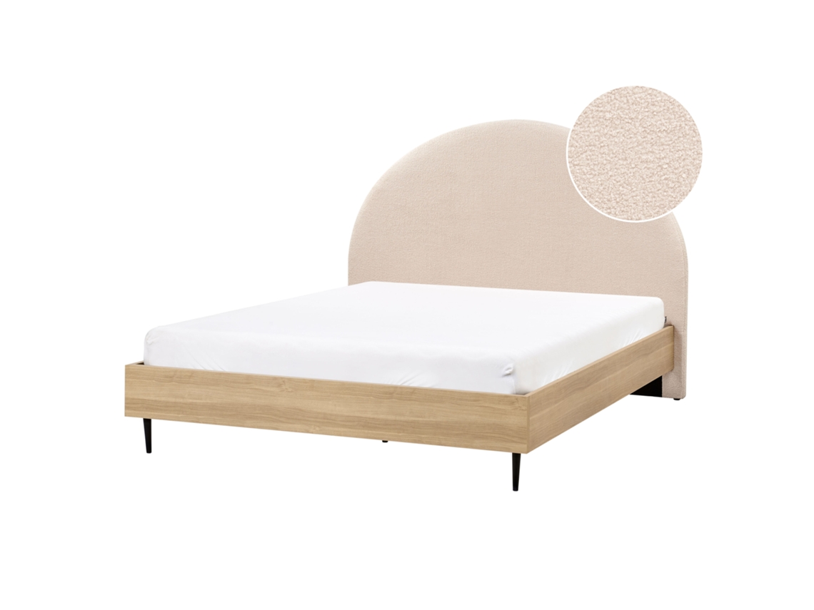 Cama Beliani Millay De Bouclé Beige 156x211x130