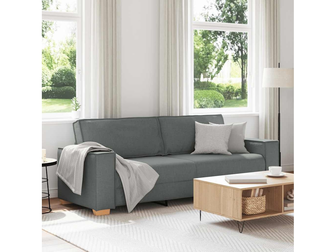 Sofá De 3 Plazas | Sofá De Salón | Sofá De Descanso De Tela Gris Oscuro, 220x78x84 Cm