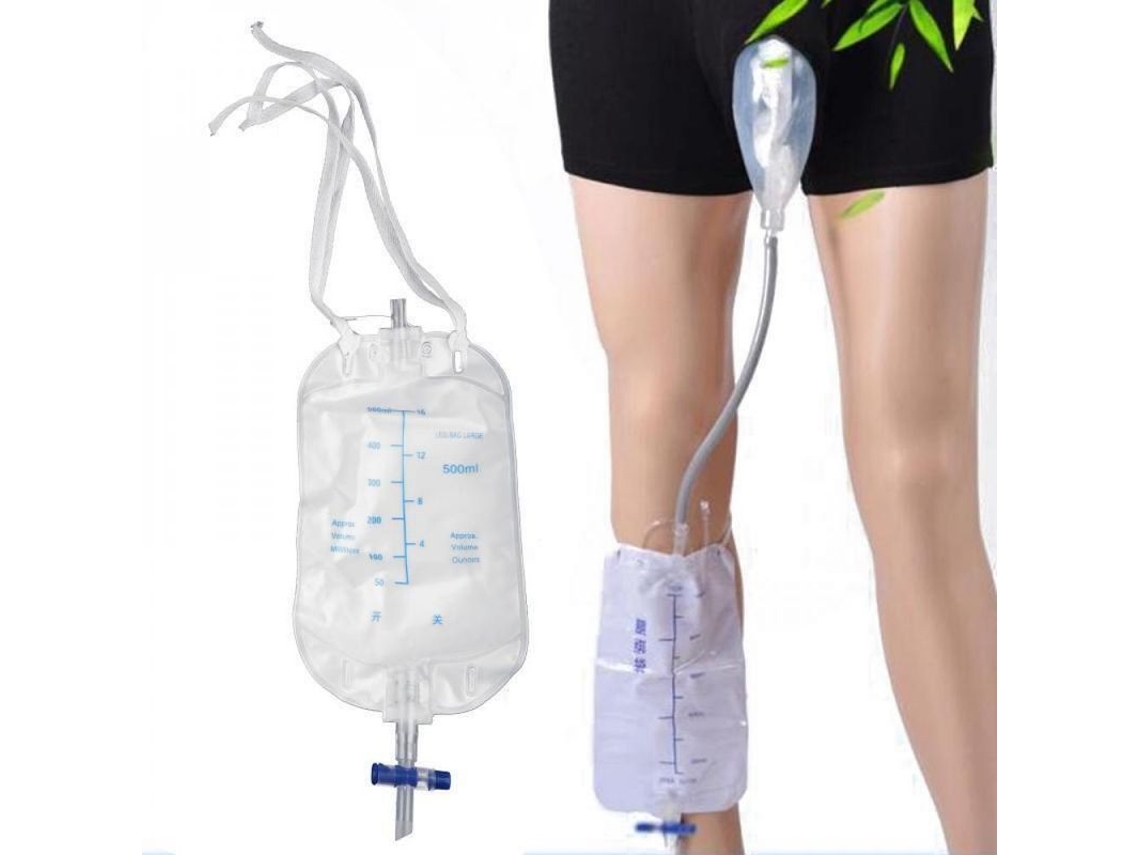 Bolsa Urinaria Para Pierna Masculina Con Sujetador Para Catéter Para Pacientes Ancianos Incontinentes.
