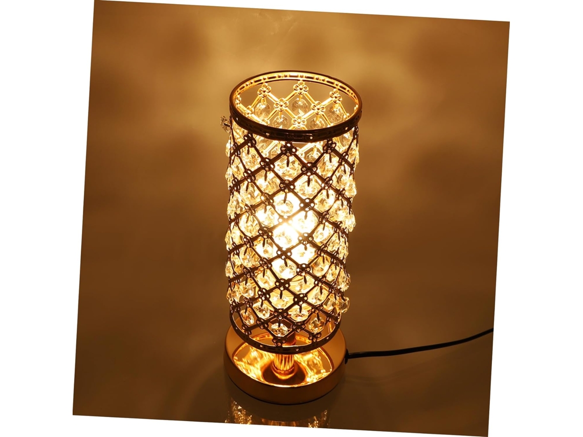 Lámpara De Mesa De Cristal Dorado Con Botón Pulsador, Lámpara Decorativa De Interior Para Sala De Estar.