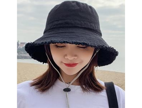 Sombrero de Mujer ZMDECQNA Pescador Reversible Plegable Cordón Algodón Negro