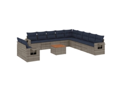 Maison Exclusive - Conjunto De Sofá De Jardín De 12 Piezas Con Cojines, Poliratán Gris