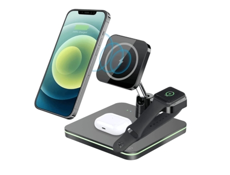 Cargador Inalámbrico 15W 3 en 1 Soporte de Cargador Inalámbrico Magnético Estación de Carga Rápida y Segura para Iphone 13/12 12 Pro BISBISOUS