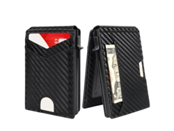 Tarjetero para hombre - Capacidad para 9 a 13 tarjetas y protección RFID - Negro carbón Panoona