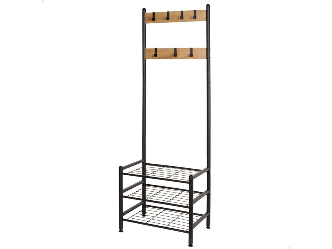 Zapatero de Entrada en Madera y Acero 3 Estantes Metálicos 60X40X175 Cm MAX HOME