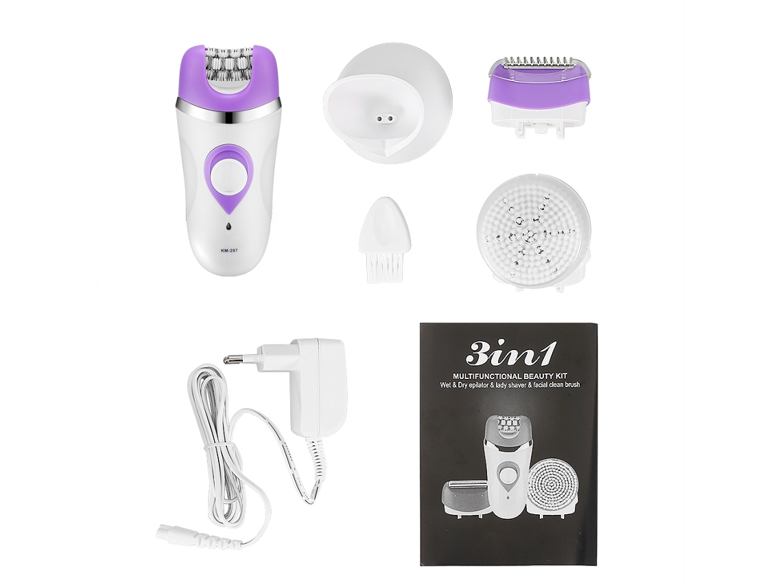 Pincel De Limpieza Eléctrico Recargable 3 En 1 Para Mujer: Depiladora, Afeitadora Facial Y Bikini, Húmedo Y Seco