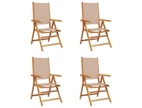Conjunto 4 Silla De Jardín VIDAXL Gris Topo Madera
