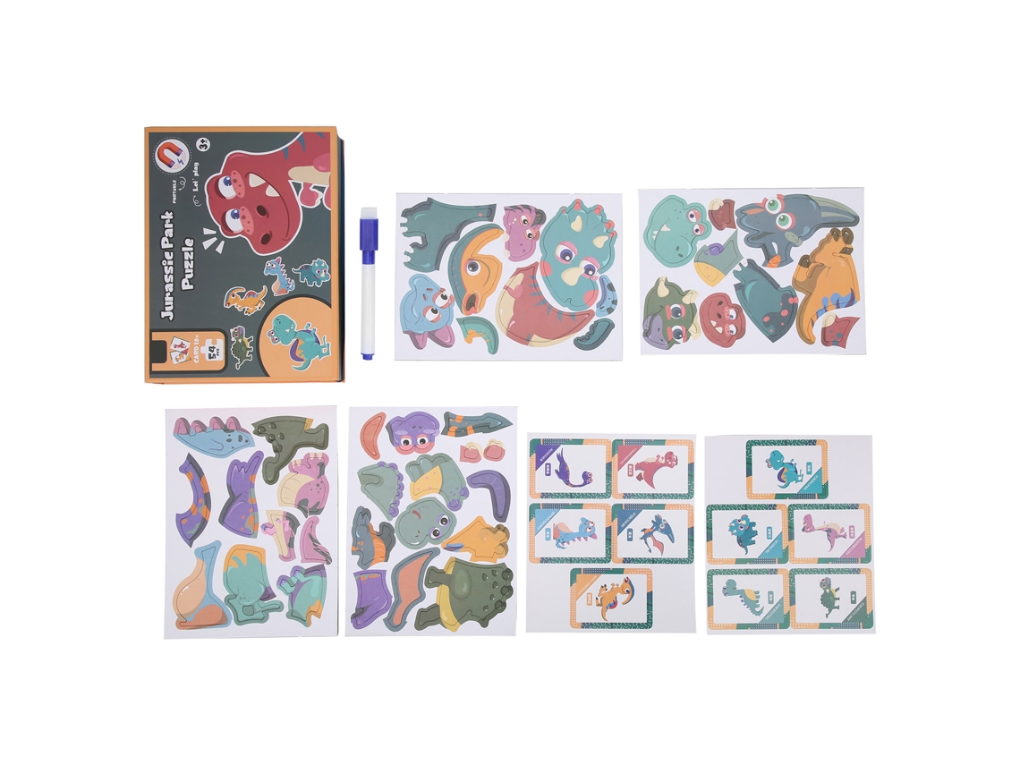 2026-puzzle De Animales Magnético Con Tablero Borrable Juguete Educativo Para Niños Regalo Dinosaurio