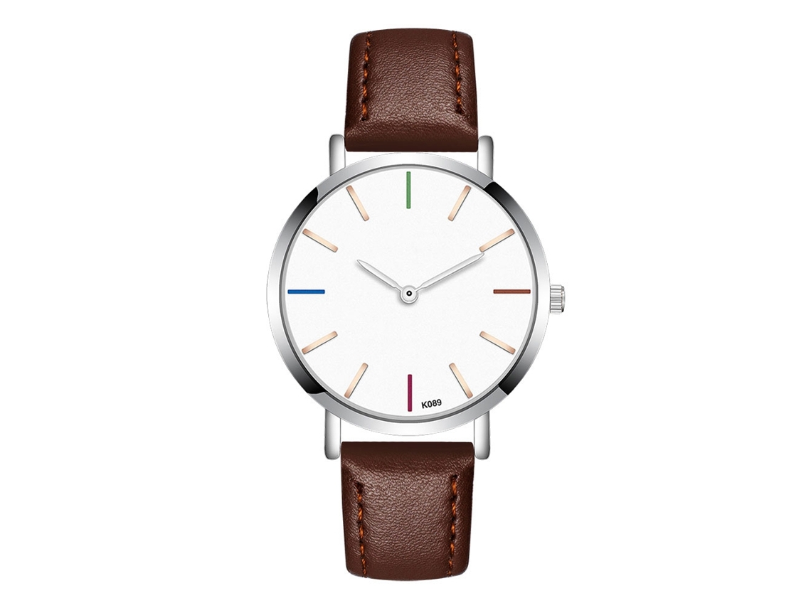 Reloj De Pulsera Analógico De Cuarzo Para Hombre Con Esfera Color Café Oscuro - Reloj De Pulsera Moderno
