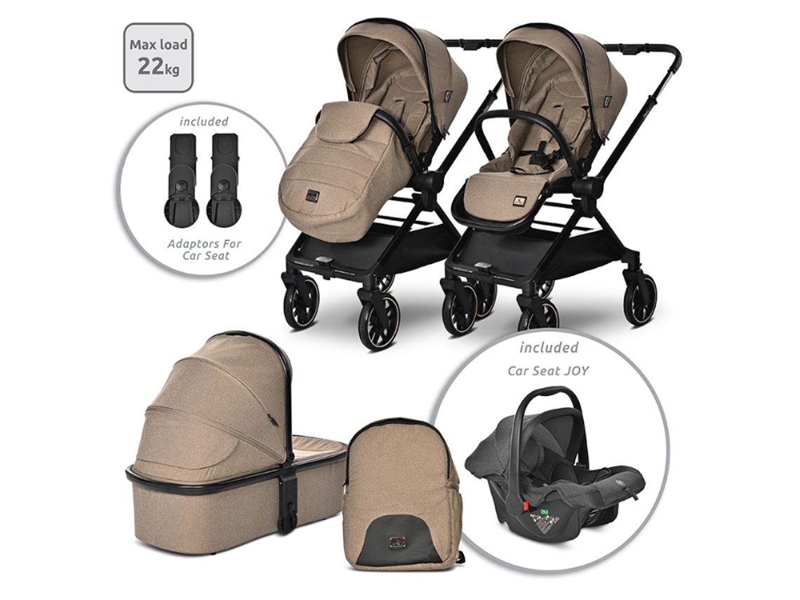 Cochecito de Bebé 3 en 1 con Manillar Reversible LORELLI Reya Marrón
