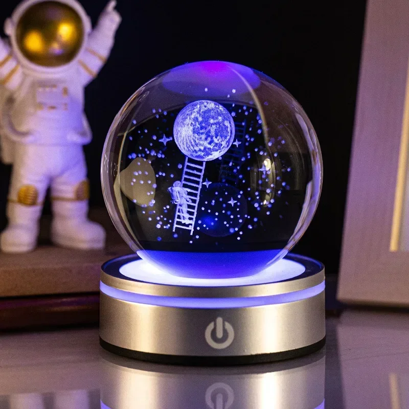(estilo 1, 8 Cm Con Base Led) Accesorio De Decoración De Escritorio Con Forma De Bola De Cristal Luminosa 3d