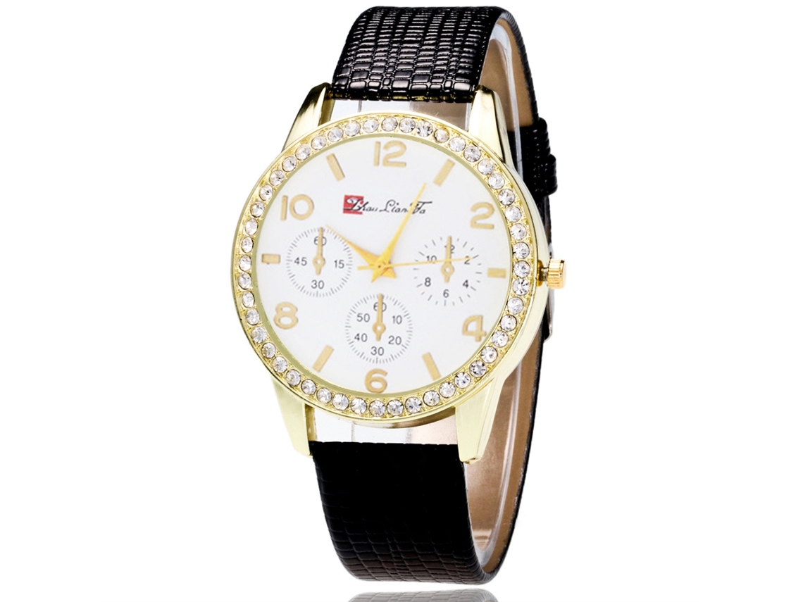Reloj De Pulsera Para Pareja Zhoulianfa Con Correa De Pu, Esfera Redonda Y Movimiento De Cuarzo (negro)