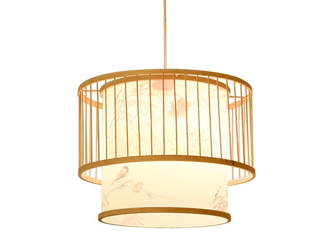 Lámpara Colgante Tipo Jaula De Pájaros, Bambú Tejida A Mano, Luces Led Colgantes Tejidas Mano Para R