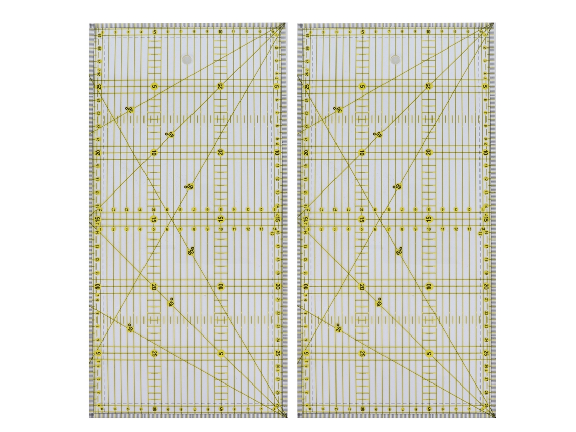 2 Reglas Cuadradas Antideslizantes Para Costura, Acrílico Bicolor Transparente, 30x15x1cm, Herramienta De Medición Para Bricolaje.