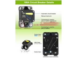 Disyuntor De 100 A Cc 12 V - 48 Fusibles Con Interruptor De Reinicio Manual Para Camping