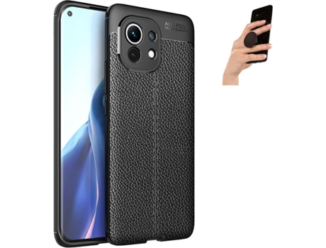 Carcasa y Popsocket Xiaomi Mi 11 Rugged Leather Negro