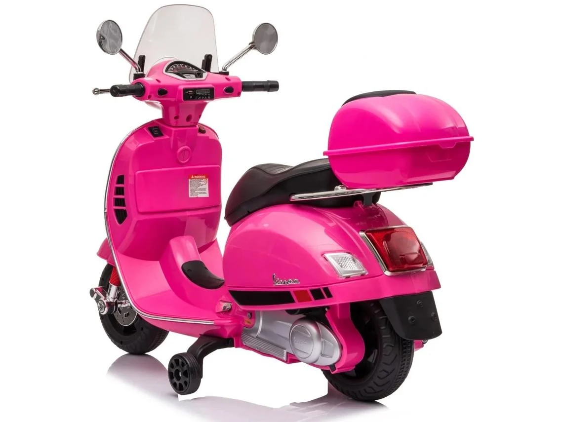 Scooter Eléctrico Para Niños Vespa Gt - Batería De 7.2v - 3 A 6 Años - Con Maletero - Rosa