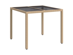 Mesa de jardín beige 90 x 90 x 75 cm Patas de mimbre MAISON EXCLUSIVE