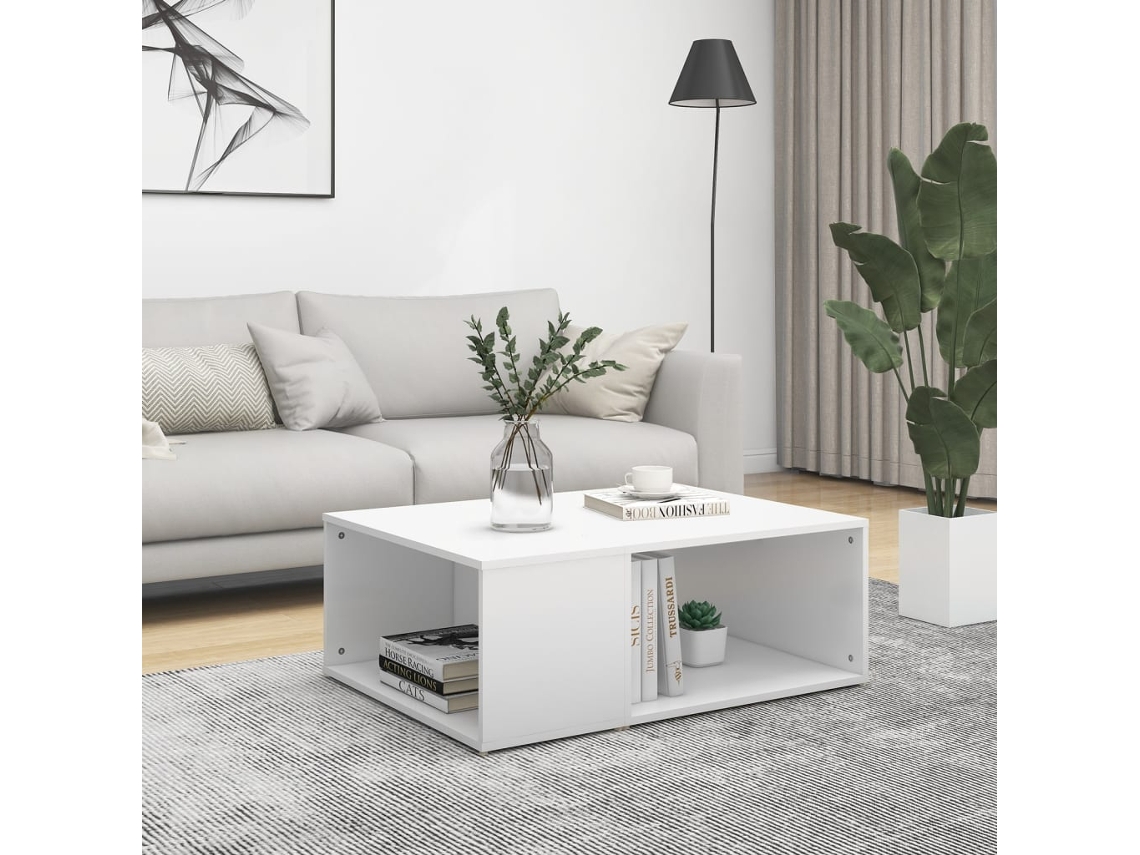 Mesa de Centro de Apoyo 90X67X33 Cm Contrachapado Blanco