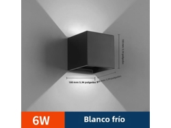 Aplique De Pared Led De 6 W (blanco Frío), Resistente Al Agua Y Al Viento, Ángulo De Haz Ajustable, Material Abs