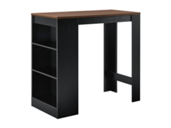 Mesa de bar Kouvola con 3 estantes aglomerado 110 x 50 x 103 cm - Negro / Efecto nogal [EN.CASA]