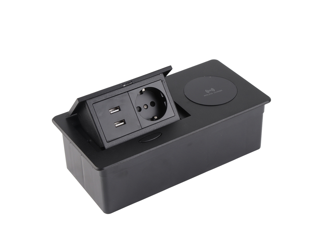 Omni-regleta Inalámbrica Pop Up Con 2 Puertos Usb Tomacorrientes Oculta Mesa Caja De Conexión