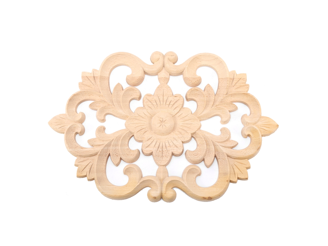 Baok - Aplique de madera tallada sin pintar para decorar muebles, puertas y armarios (30x19cm)