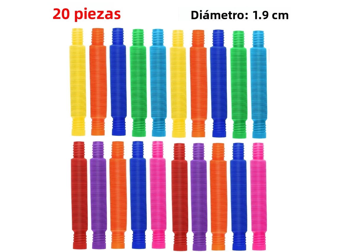 Juguete antiestrés en un tubo telescópico de colores, un tubo sensorial de plástico que se mueve para aliviar el estrés. Mdug (20 unidades, 1,9 cm cada una)