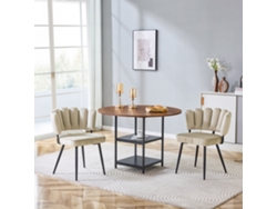Conjunto De Mesa De Comedor De Madera De Nogal (107 Cm, 2 Niveles) Con 2 Sillas De Color Marrón Claro Con Estampado Floral.