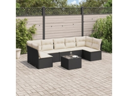 Conjunto de sofá de jardín de 8 piezas con cojines en mimbre sintético negro de DKD Home Decor